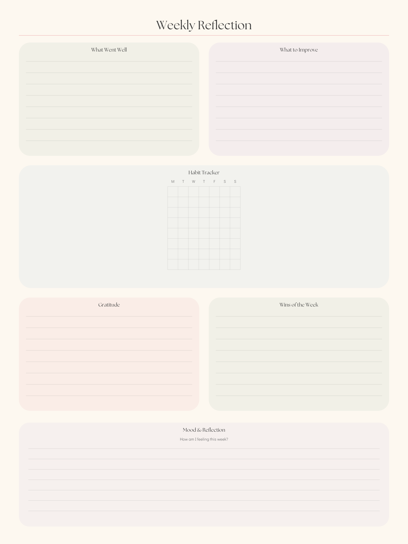 Undated Weekly Planner Bundle (52 weeks)